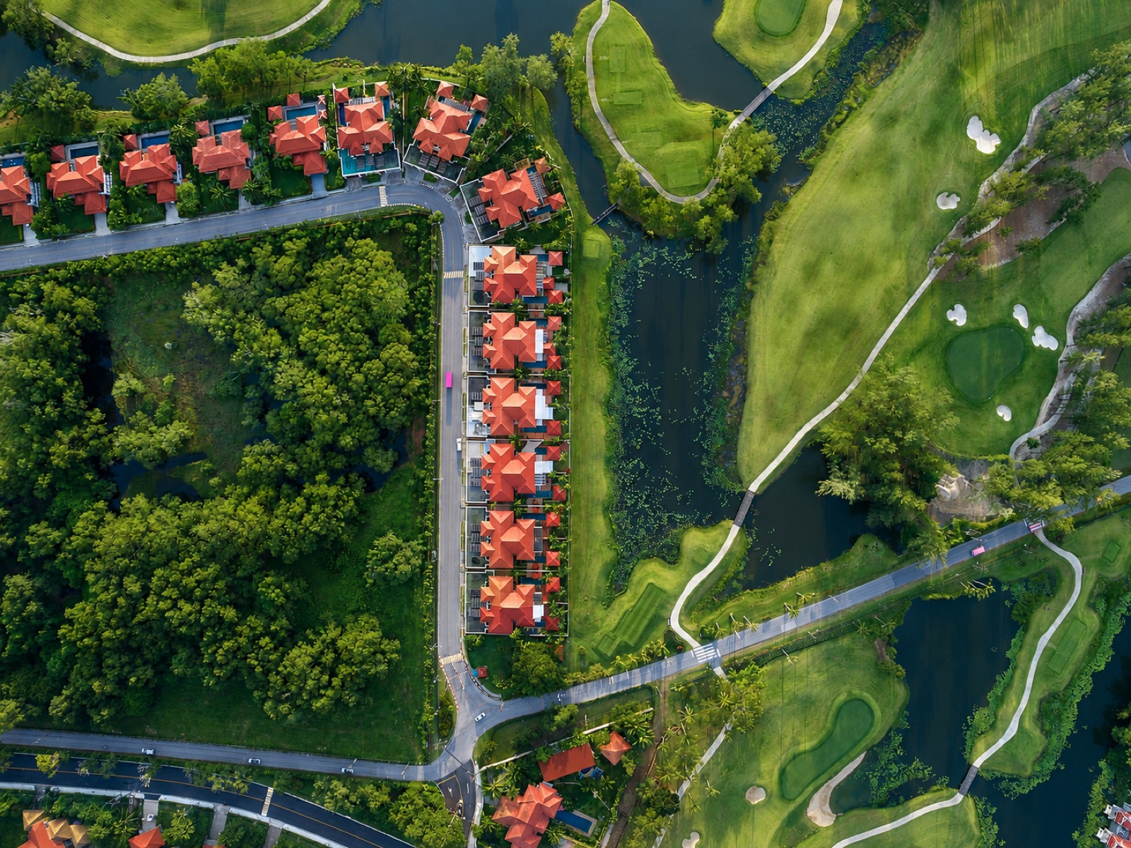 Laguna Links Villa aerial view canal homes Bang Tao Laguna Phuket