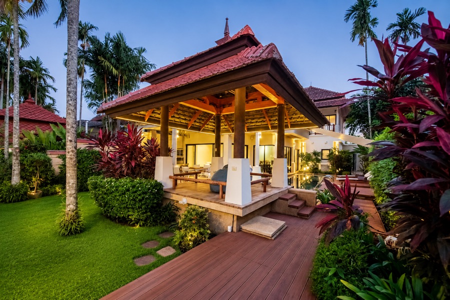 Laguna Links Villa garden sala evening lighting Phuket